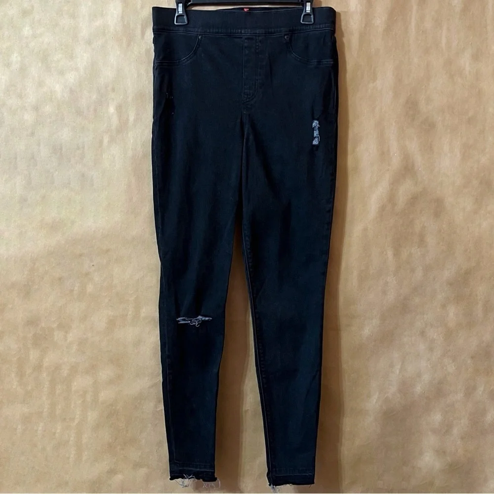 Spanx | Vintage Distressed Ankle Skinny Jeans High Rise Jeggings Black Size M